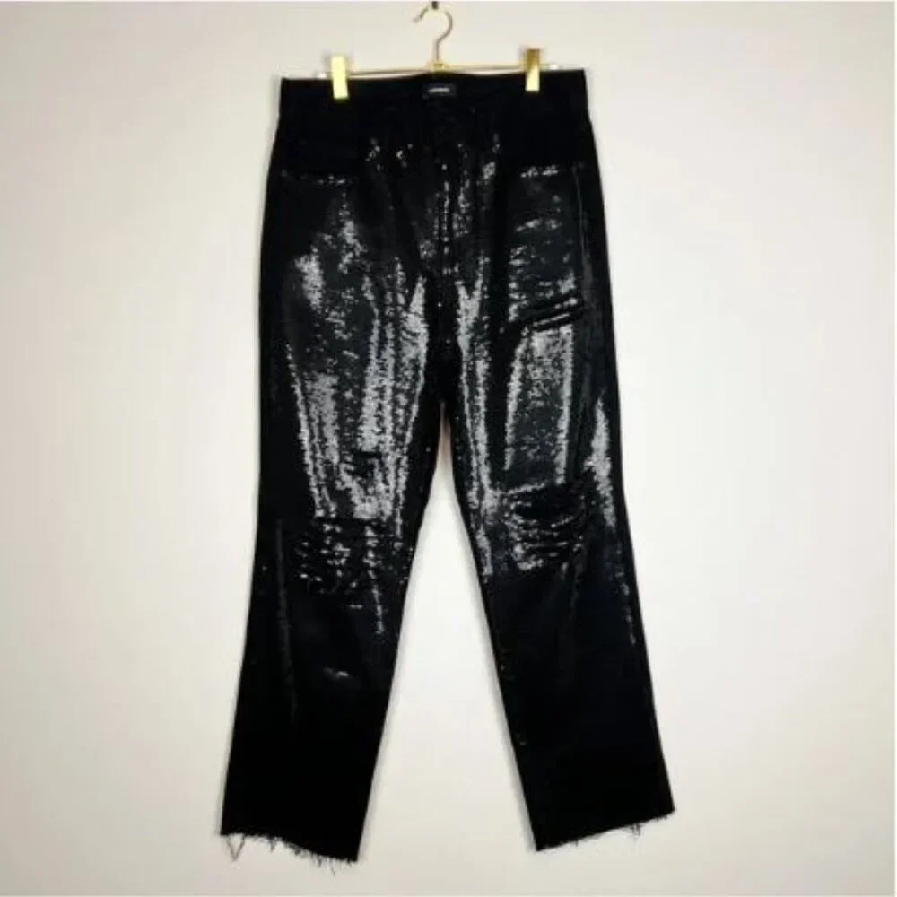 Express Straight Ankle Front High Waisted Ripped Jeans - Picture 4 of 13